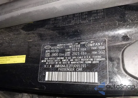 2015 Hyundai Genesis 3.8 из США, поврежденный, VIN KMHGN4JE2FU095191